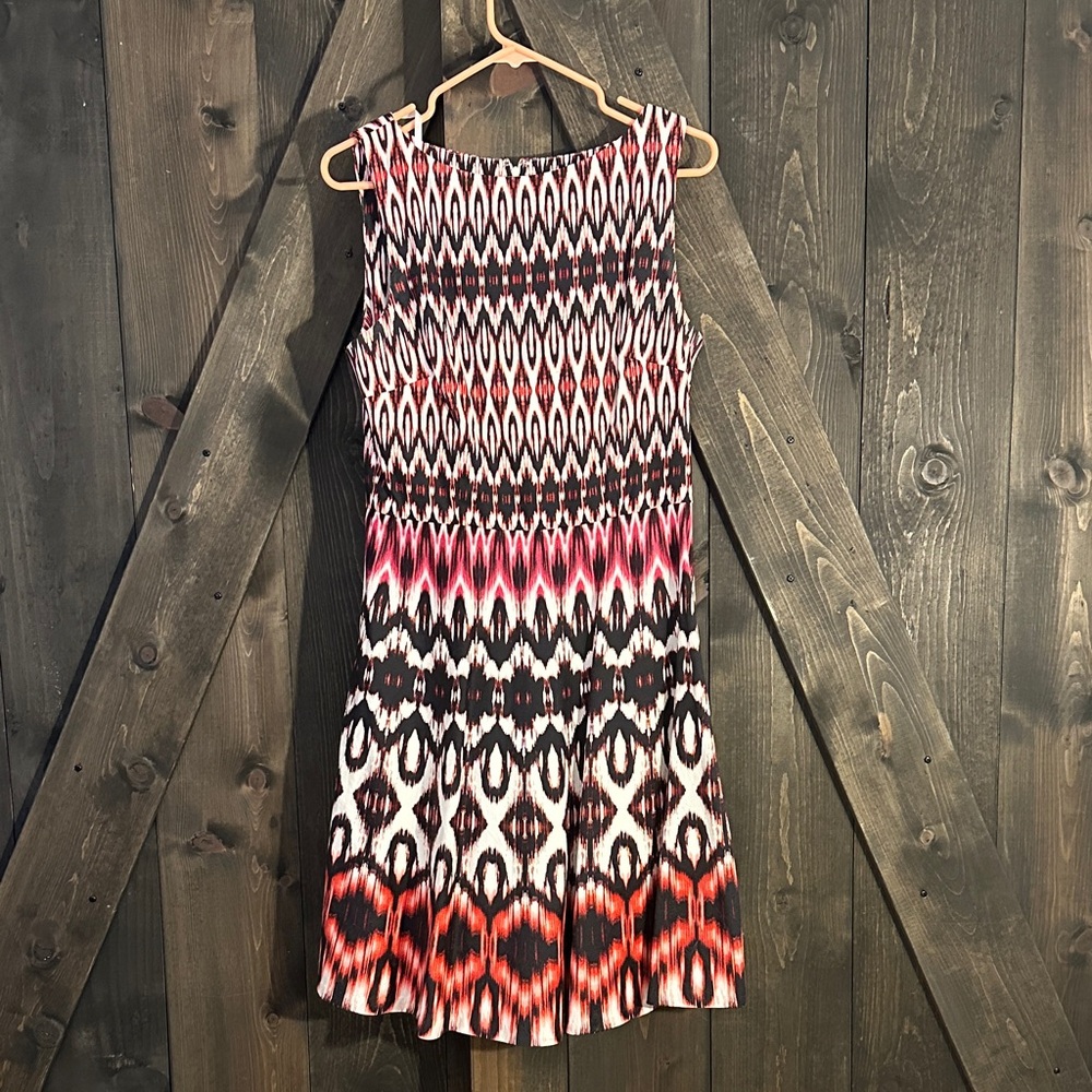 Elegant Multicolor Patterned Midi Dress